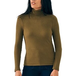 Faherty Legend Olive Green Ribbed Turtleneck Sweater